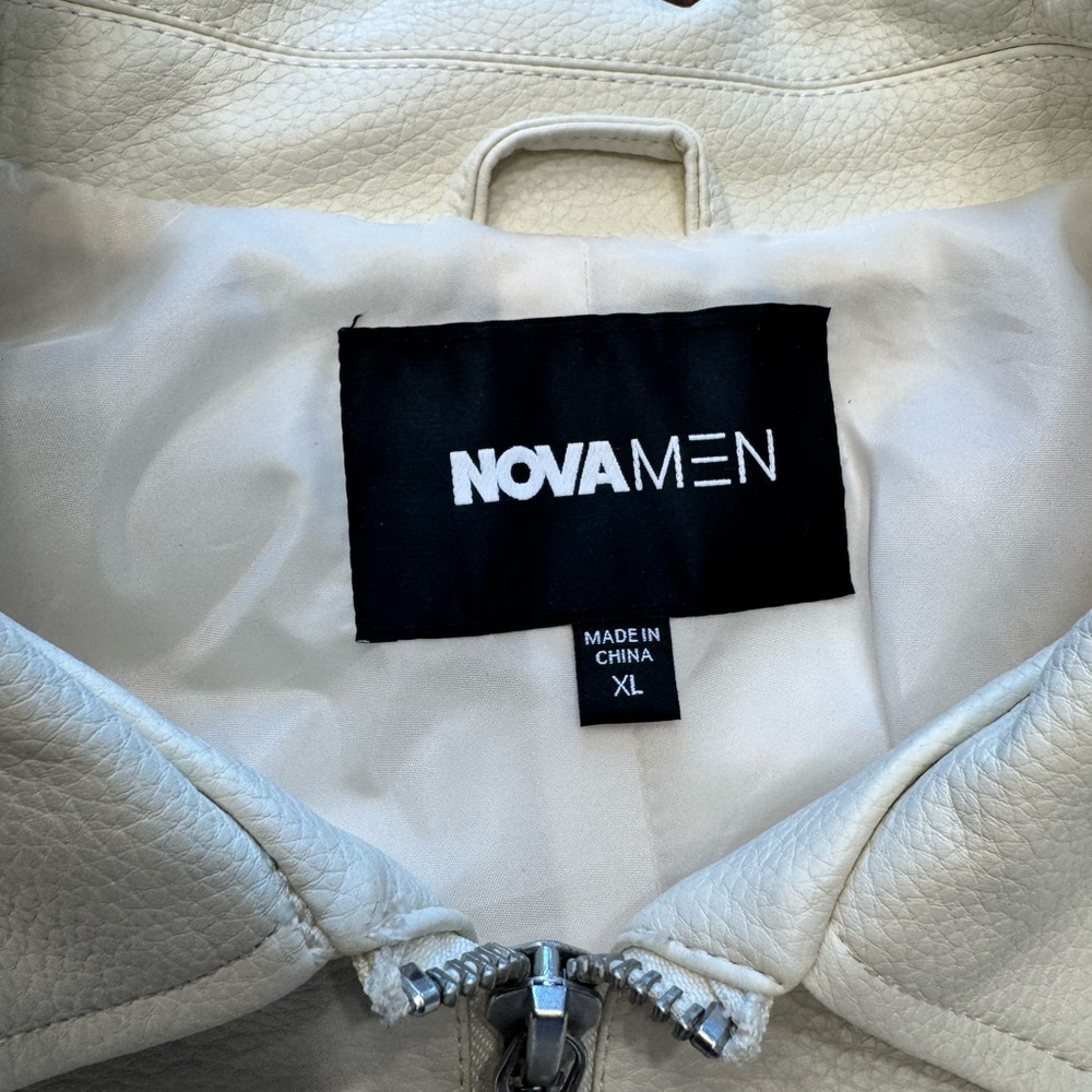 Men's Fashion Nova Beige Zip-Up Jacket - Picture 6 of 10